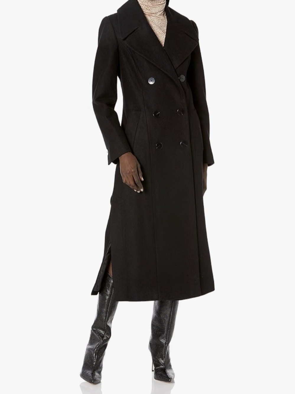 Kenneth Cole Women's 10 Double-Breasted Long Trench Coat - Black New